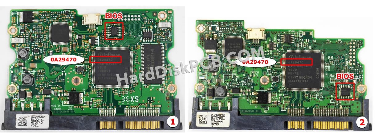 Passaggi per scambiare il chip BIOS su 0A29470 scheda elettronica HDD Hitachi