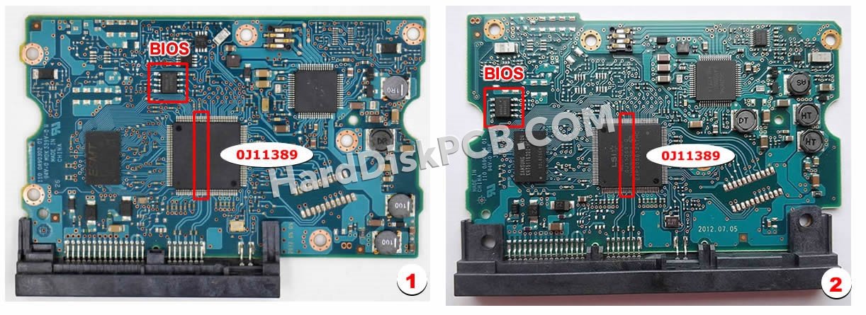 Passaggi per scambiare il chip BIOS su 0J11389 scheda elettronica HDD Hitachi