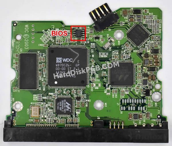 Passaggi per scambiare il chip BIOS su 2060-001267-001 scheda elettronica HDD Western Digital