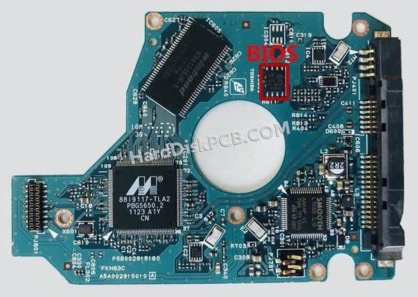Passaggi per scambiare il chip BIOS su G002915A scheda elettronica HDD Toshiba