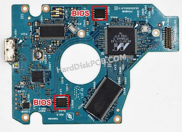 Passaggi per scambiare il chip BIOS su G003054A scheda elettronica HDD Toshiba