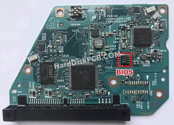 Passaggi per scambiare il chip BIOS su G003220A scheda elettronica HDD Toshiba
