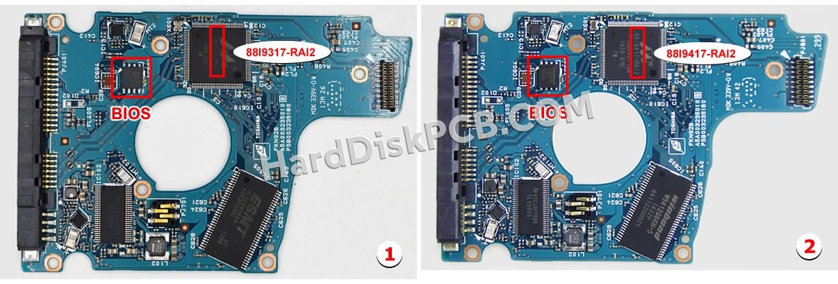 Passaggi per scambiare il chip BIOS su G003235C scheda elettronica HDD Toshiba