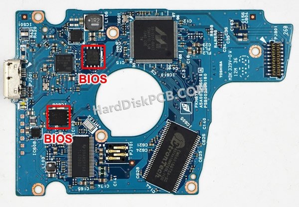 Passaggi per scambiare il chip BIOS su G003296A scheda elettronica HDD Toshiba