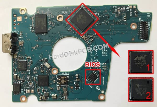 Passaggi per scambiare il chip BIOS su G0034A scheda elettronica HDD Toshiba