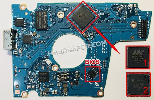 Passaggi per scambiare il chip BIOS su G0039A scheda elettronica HDD Toshiba